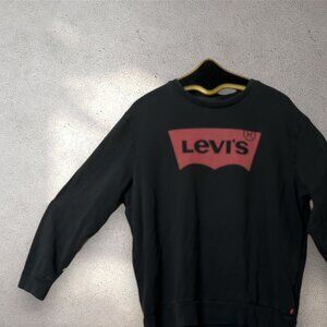 Levis Black Crewneck Sweatshirt With Red Logo Print XL